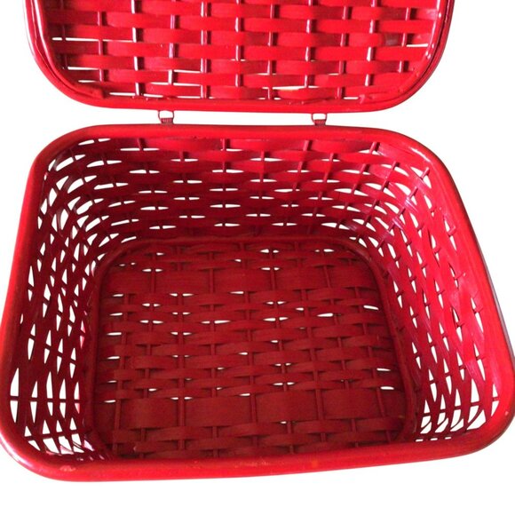 Red Woven Wooden Basket Hinged Lid Dresser Storage Accessory Box Philippines - Picture 2 of 14